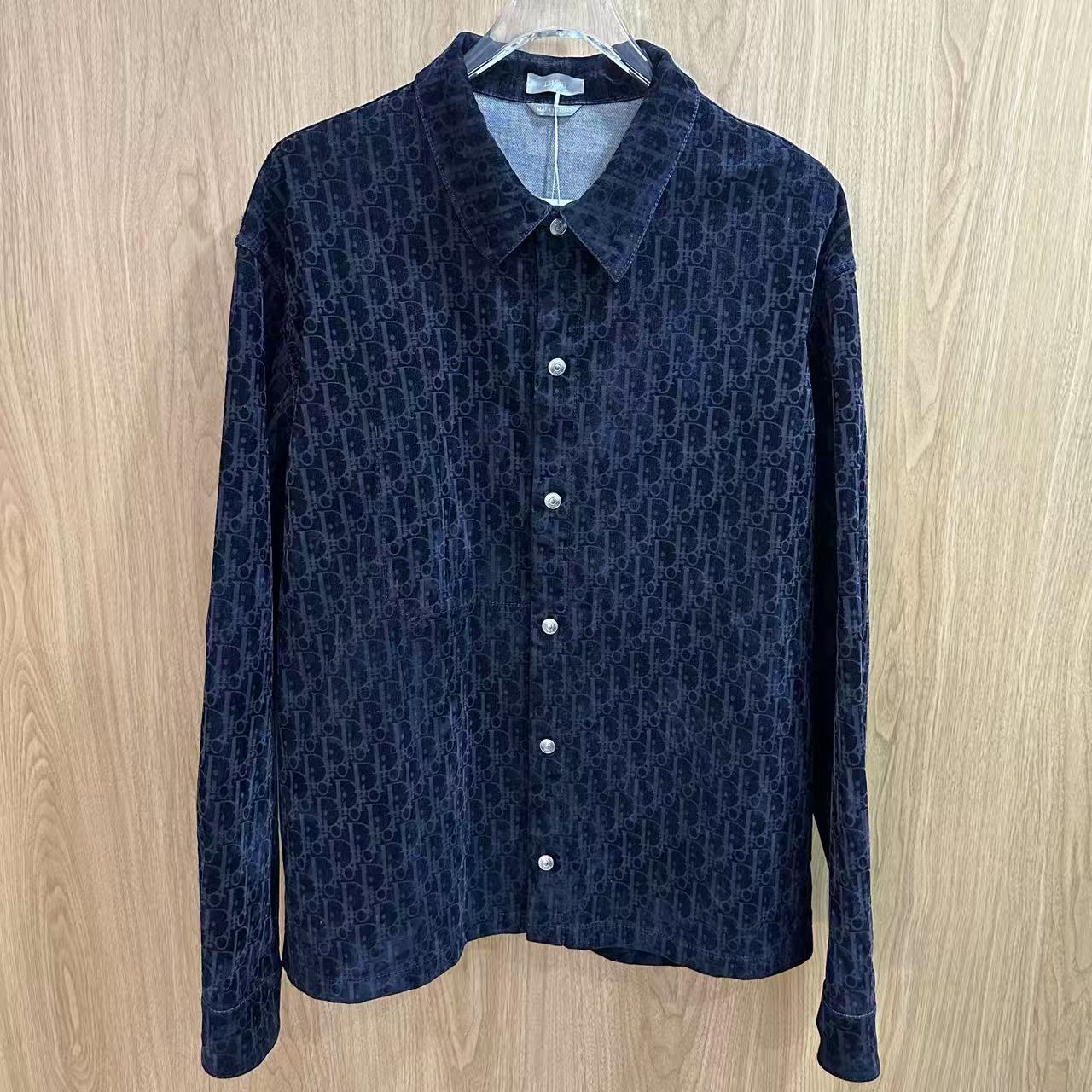 未使用 DIOR/迪奥 Logo满印植绒长袖衬衫44/48/54码