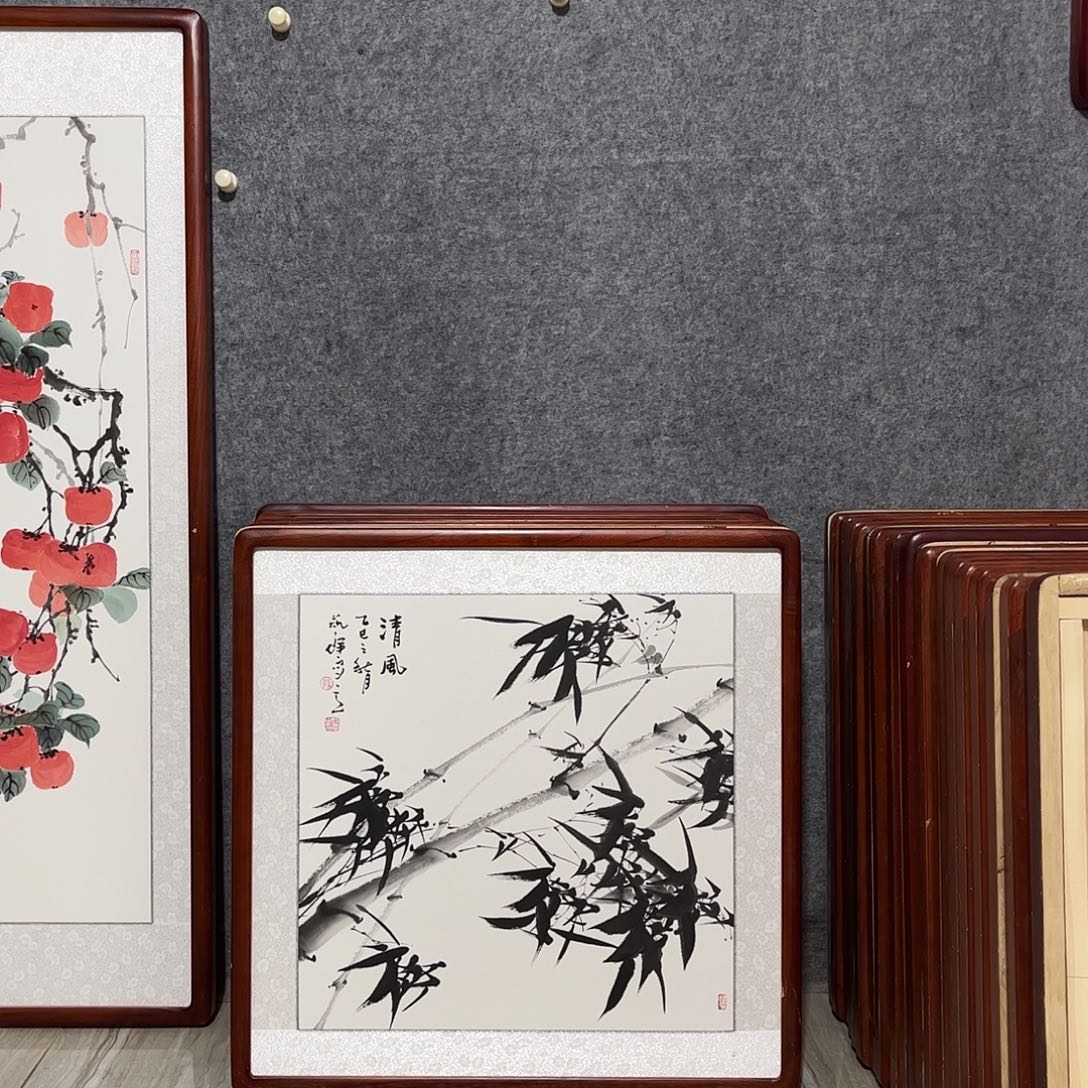 国画书画作品带框63×63