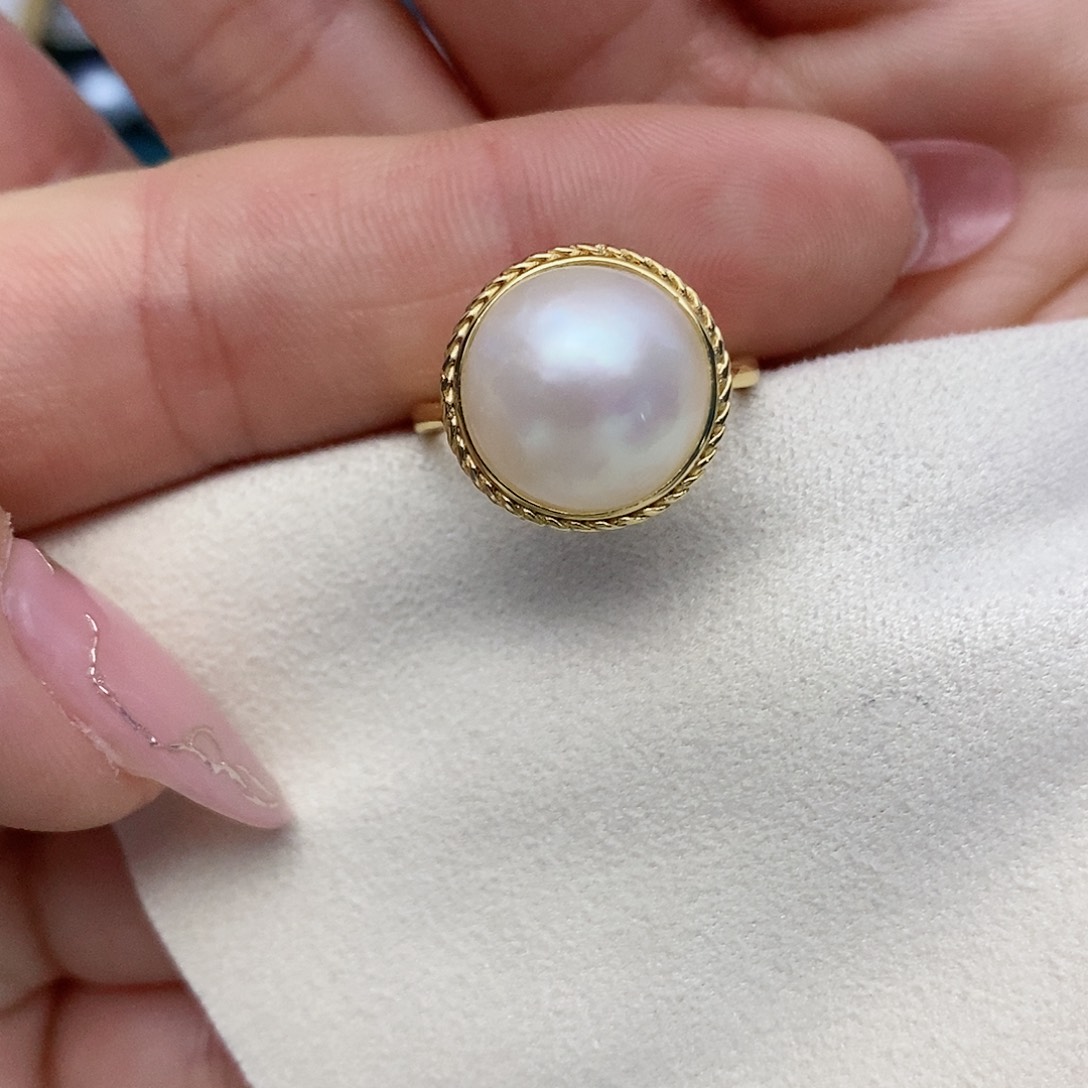 【闪购商品】拼合珍珠（马贝珠）戒指银S925镶嵌13