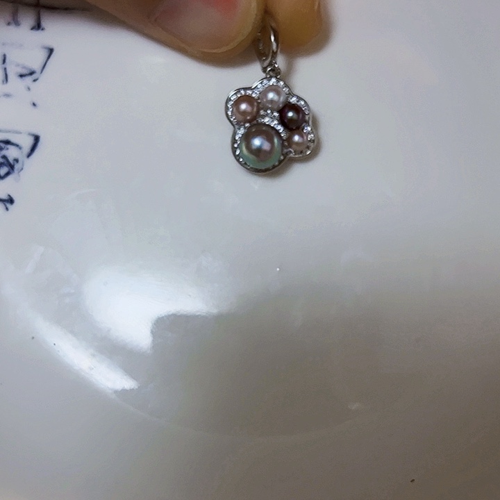吊坠(不含链)银S925镶嵌淡水珍珠