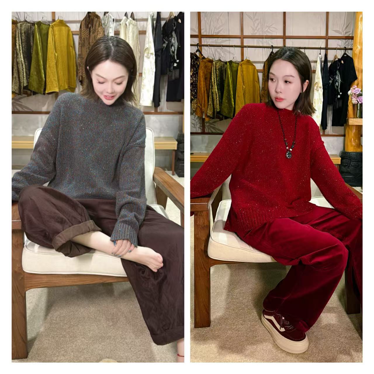 羊绒满天星！定制花纱山羊绒上衣！GZ6543