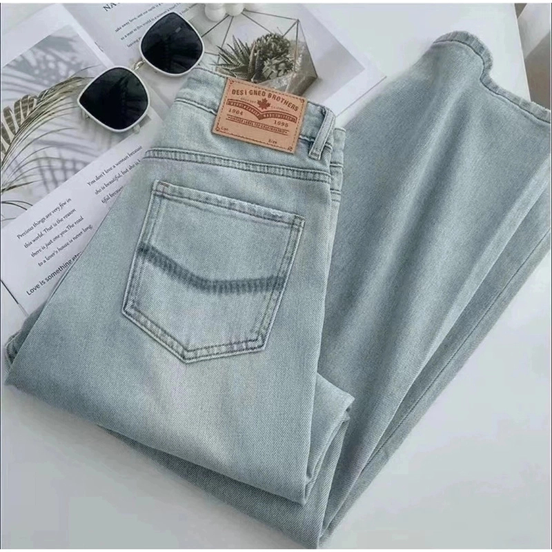 【枫叶皮牌】8884高腰阔腿窄版直筒牛仔裤2024秋季新款高腰显瘦百搭