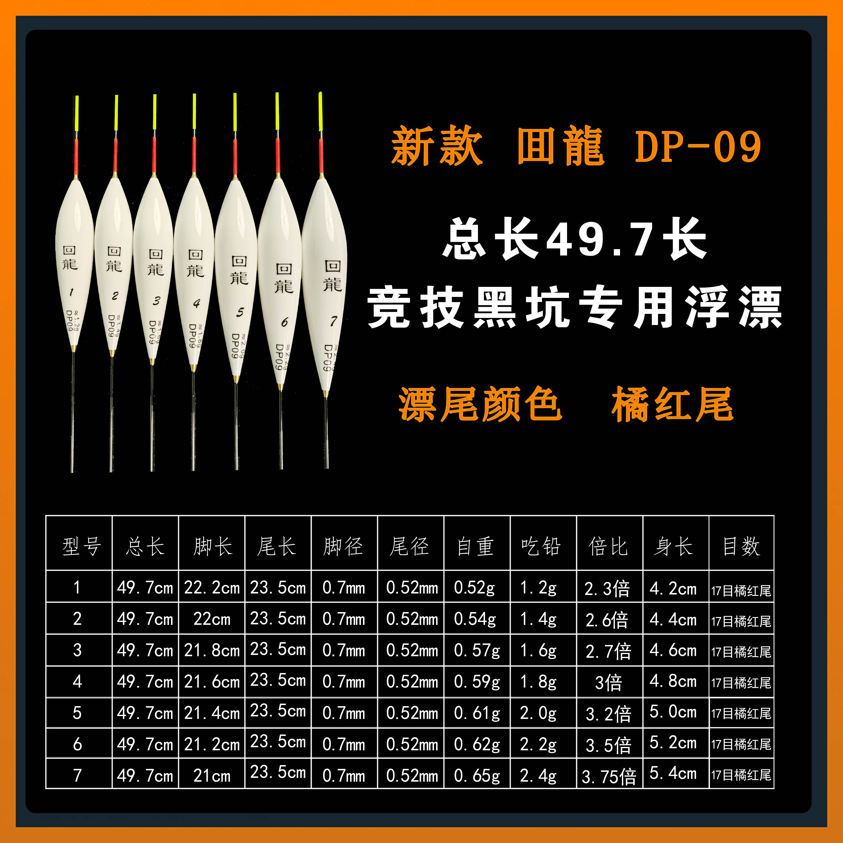 回龍DP09竞技黑坑混养浮漂
