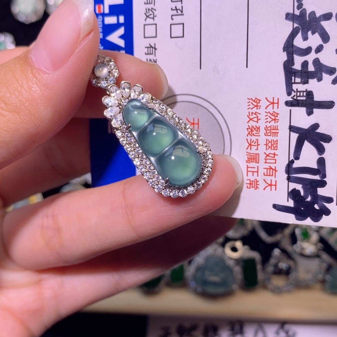 翡翠银S925镶嵌颈饰天然