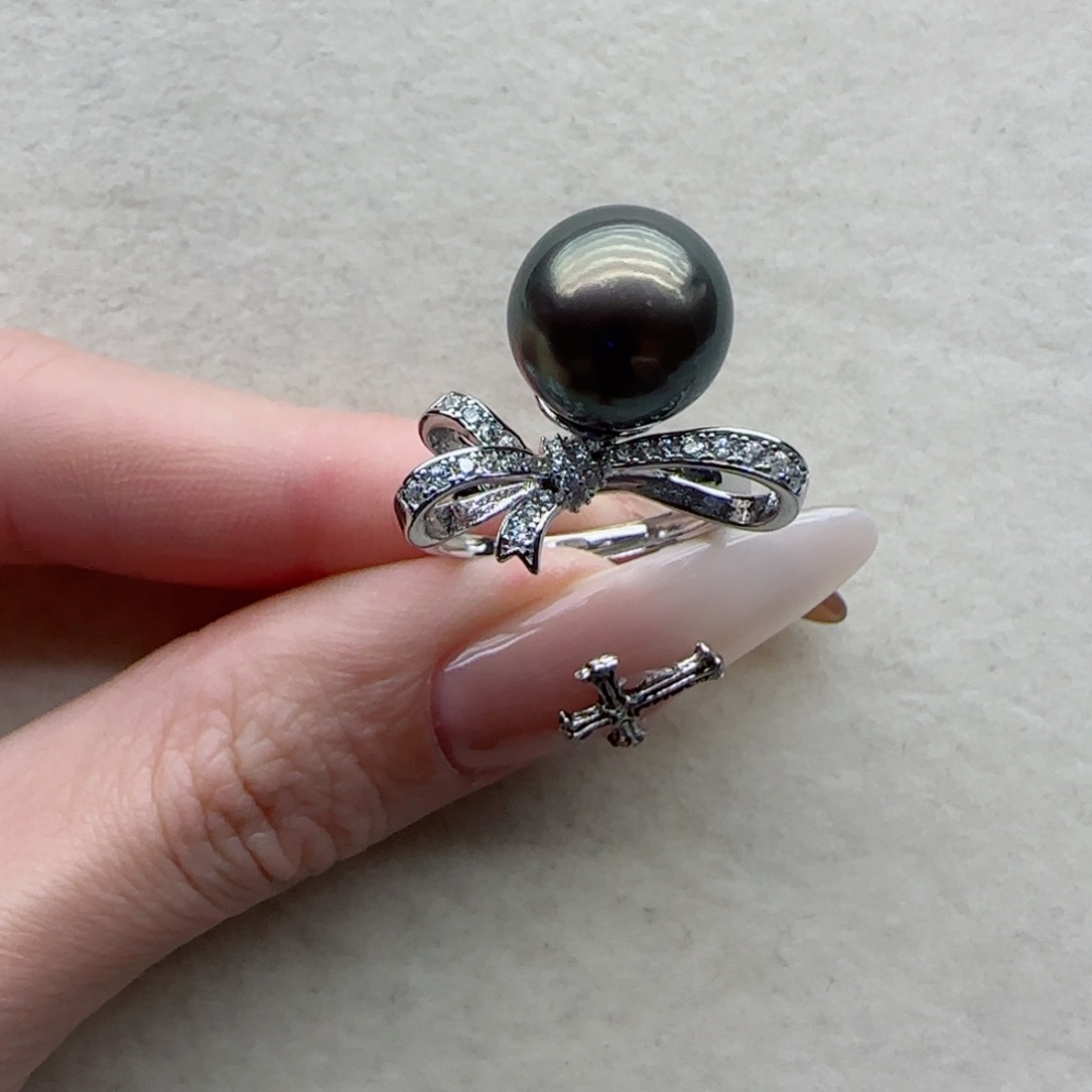 银S925镶嵌戒指143海水珍珠