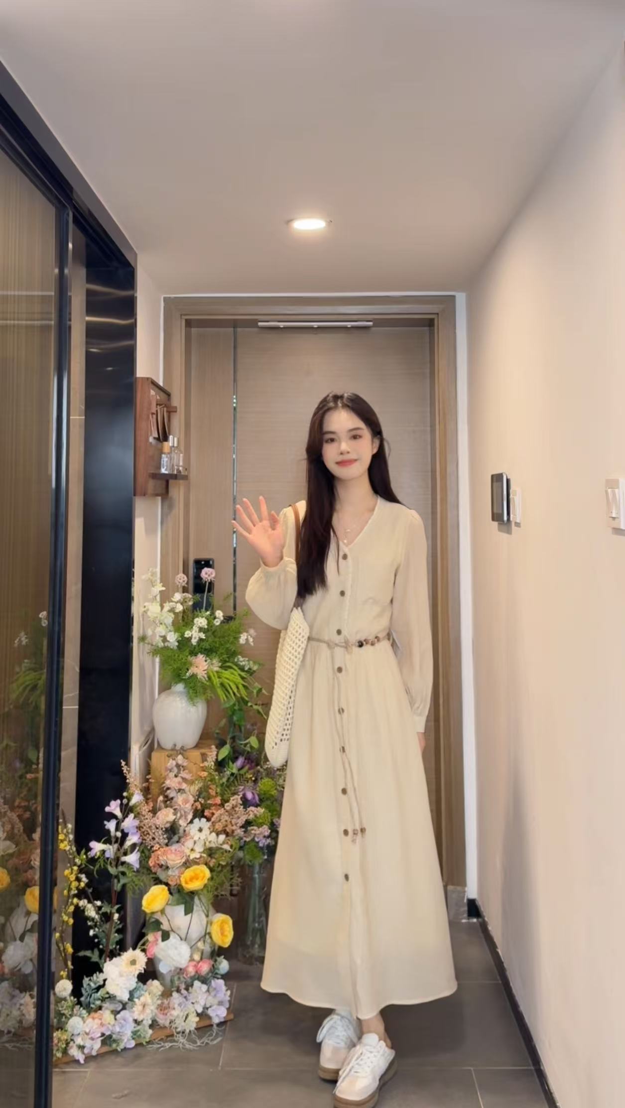 AN.XIN【铃兰漫野】早春款 超好看韩系简约搭配 减龄连衣裙20252