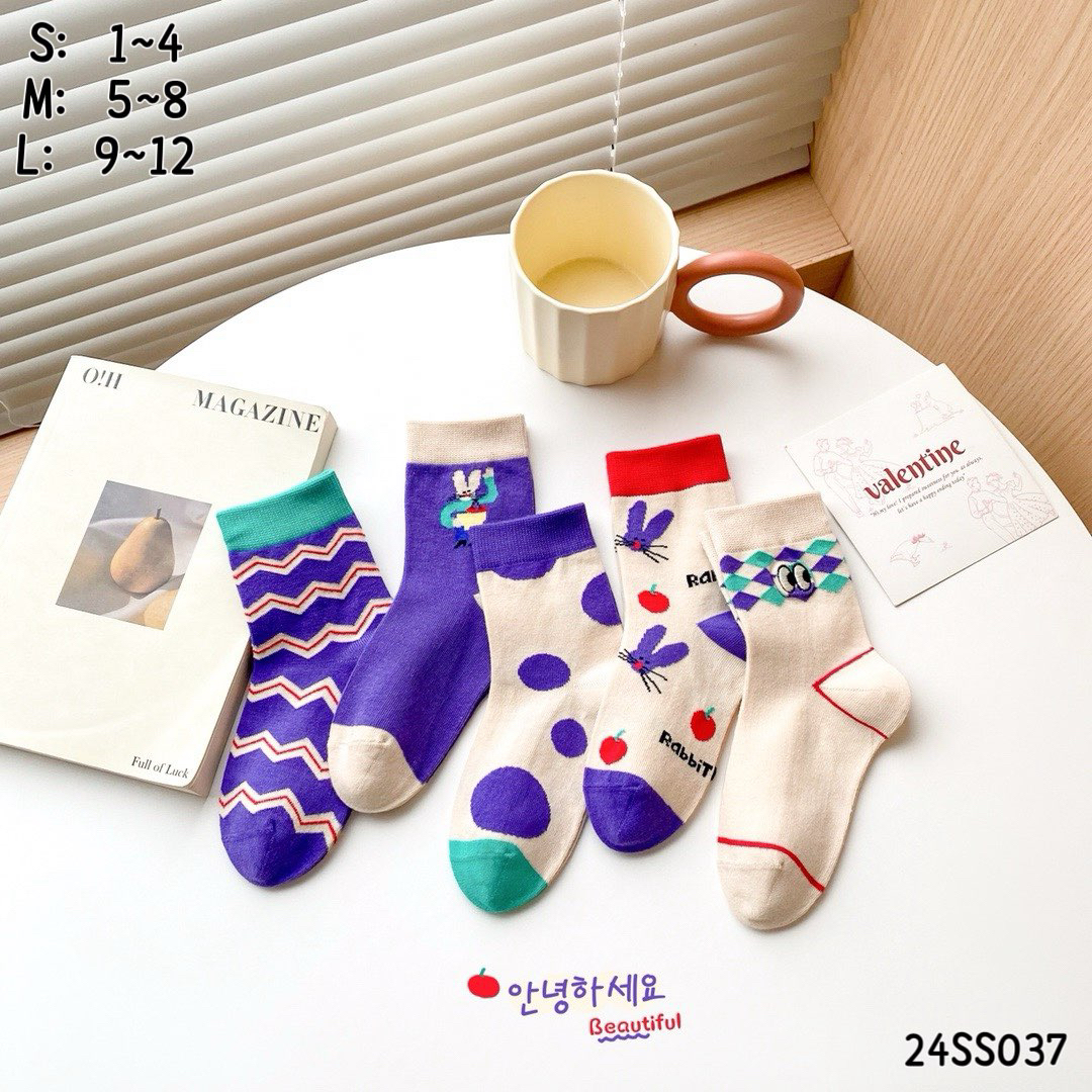 冬季女B类薄款A类库洛米袜子韩版百搭欧若假日风