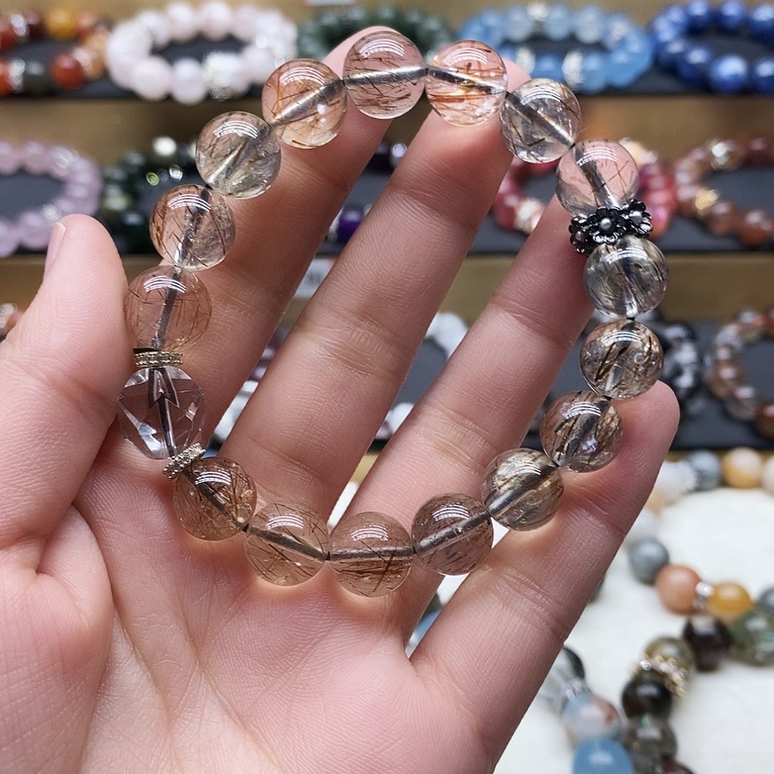 水晶手链未镶嵌黑金超