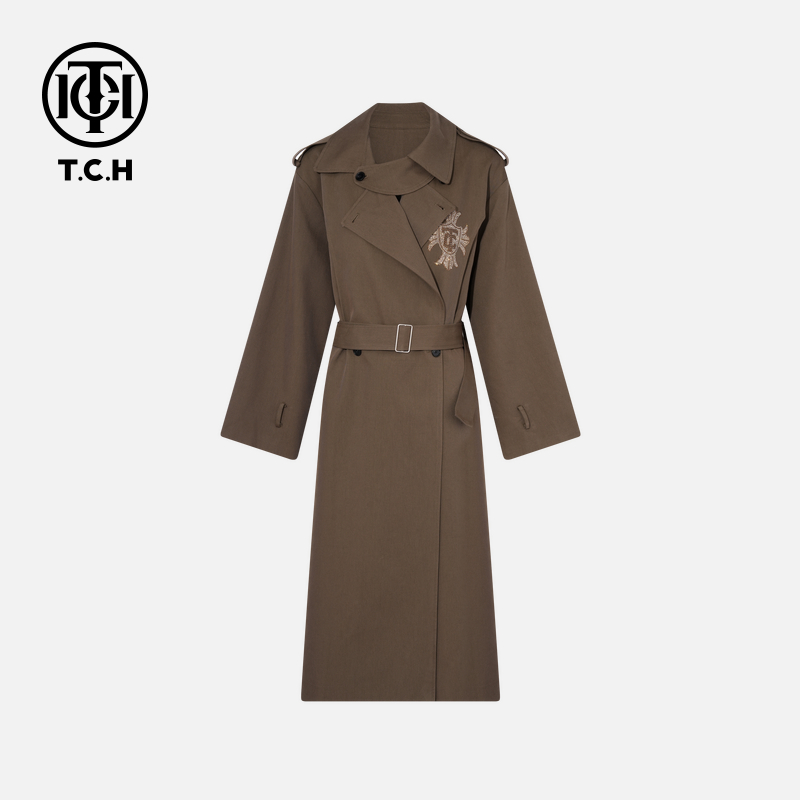 TCH私服烫钻工艺秋季时尚痞帅炸街风风衣女T75C15E1002轻奢tch