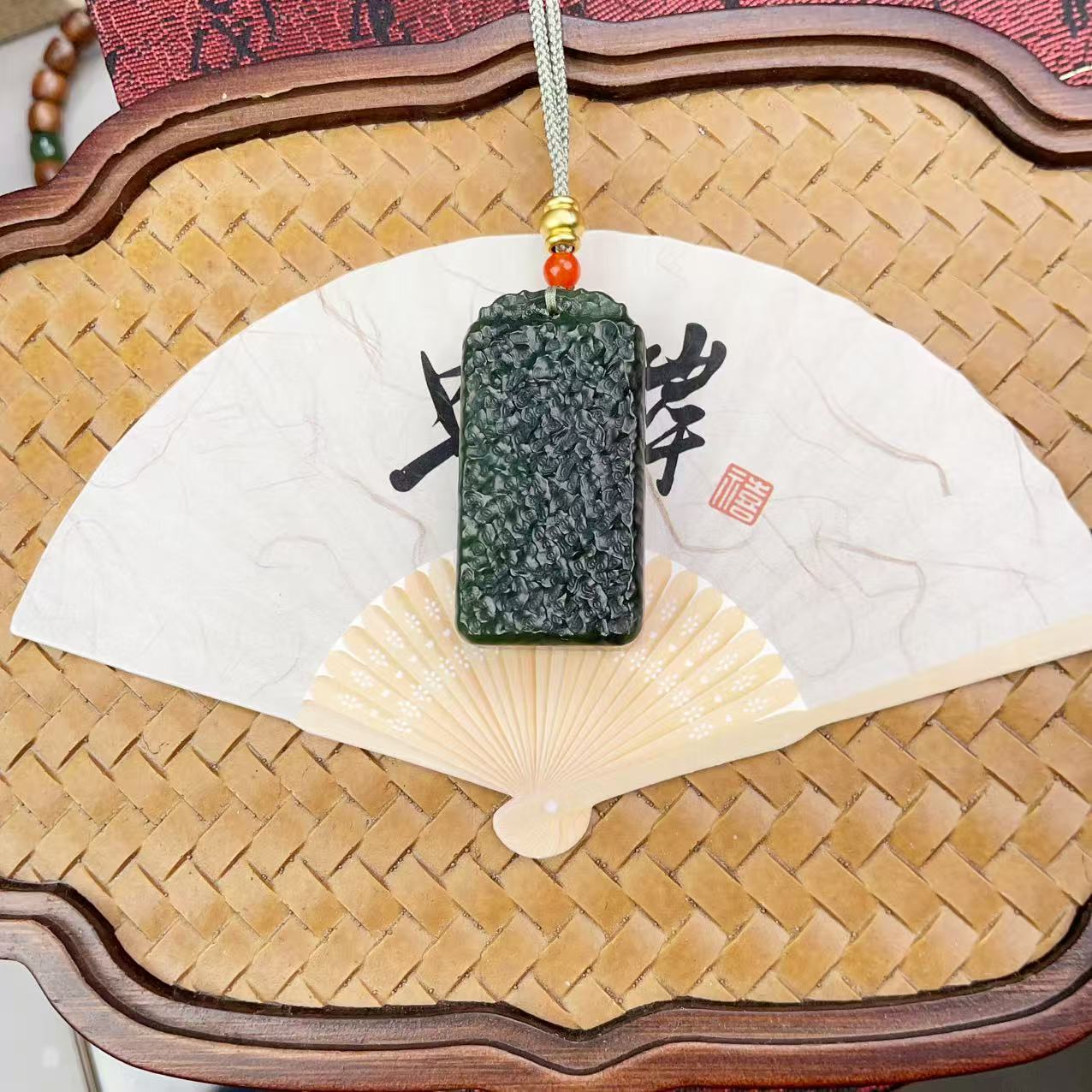 和田玉碧玉祥云纹无事牌吊坠 多样性发货拍一发一