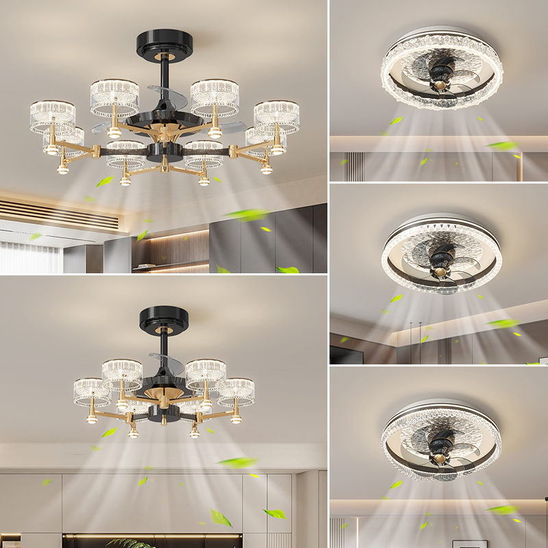 客厅隐形风扇灯2015新款现代北欧变频餐厅卧室吊扇全室套装灯具