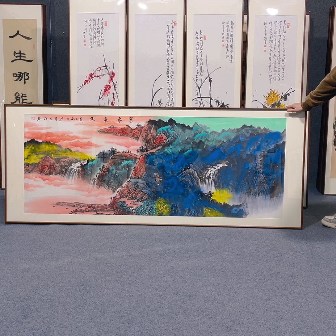 国画手绘作品带框