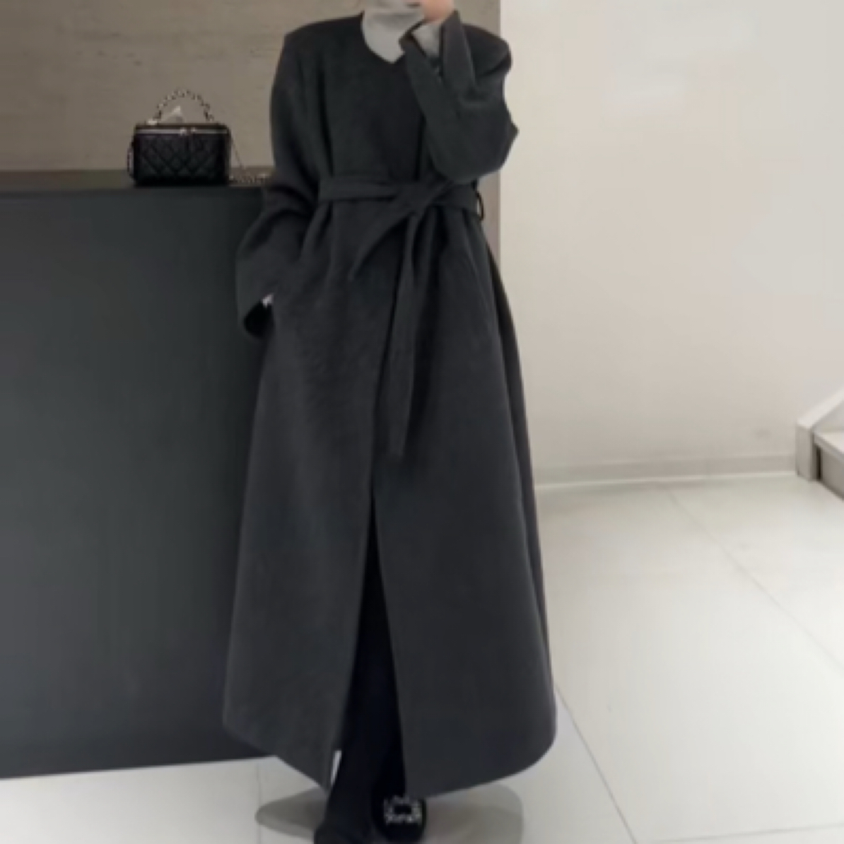 MoMo韩版宽松洋气黄玫瑰大衣