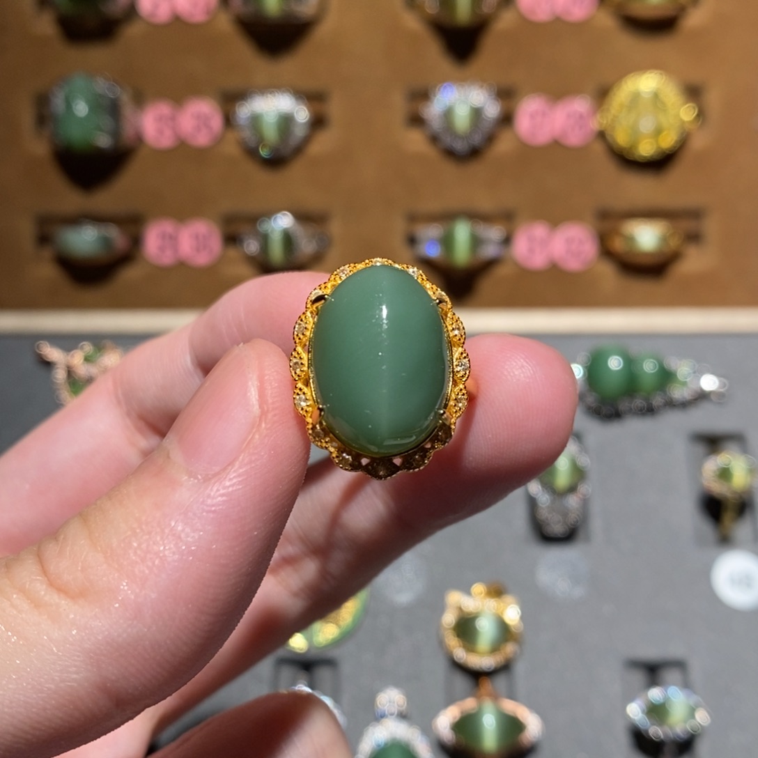 和田玉银S925镶嵌戒指