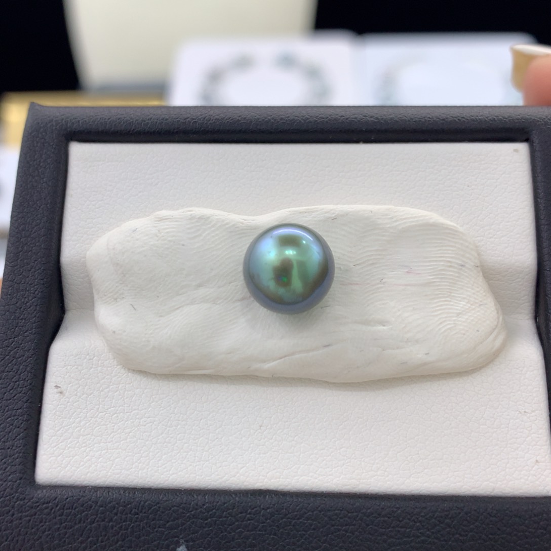 未镶嵌裸珠定制海水珍珠8.9mm极光电光蓝