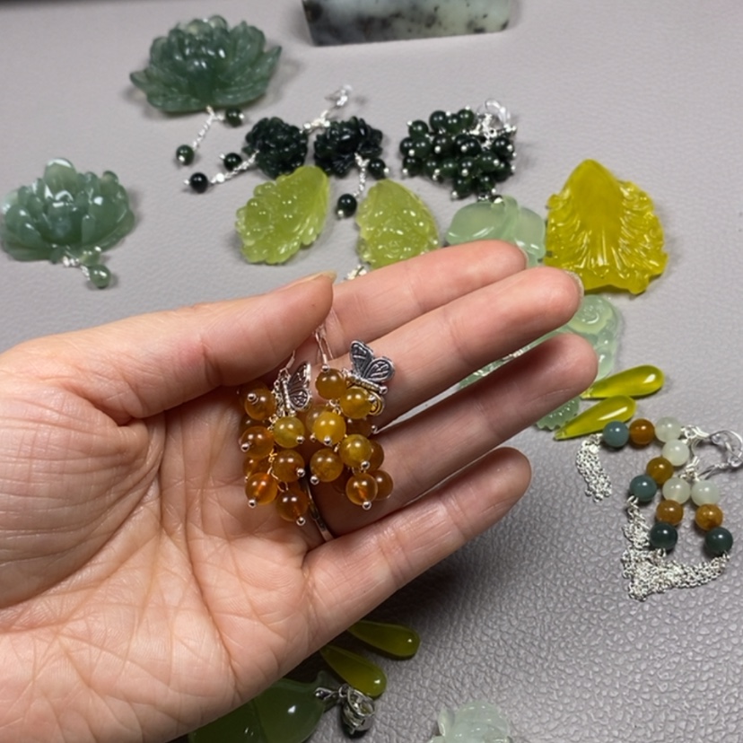 【闪购商品】蛇纹石玉挂件耳饰耳环项链未镶嵌