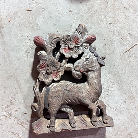 风车木（黑檀木）老木雕老人物花板