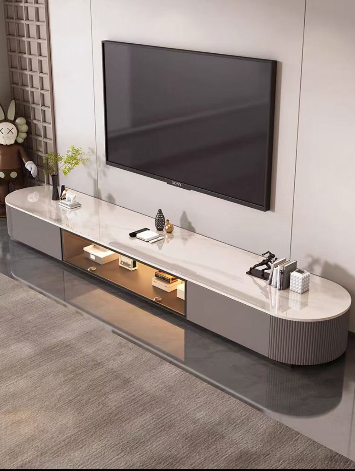 电视柜客厅家用新款大小户型现代简约极简岩板电视柜