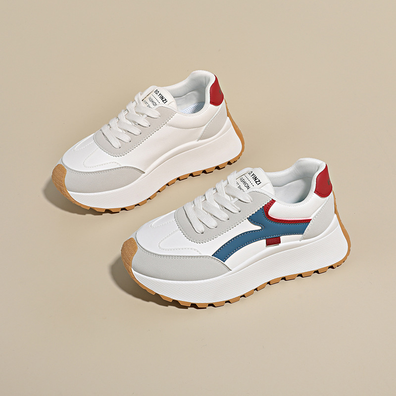 大码35-42老爹鞋女2025年新款春季透气女鞋百搭厚底板鞋运动休闲