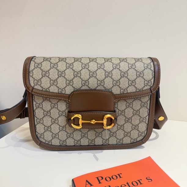 95新 GUCCI/古驰 1955 中号 棕色老花 翻盖包