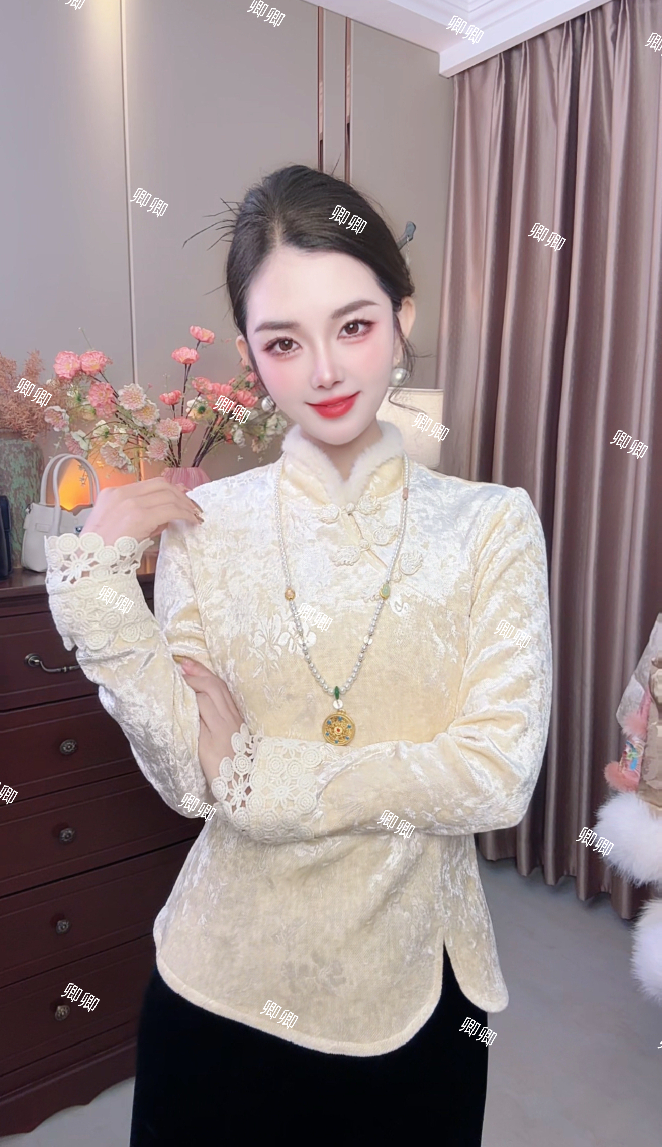 2025秋冬新款加绒加厚保暖收腰显瘦新中式盘扣打底衫159款