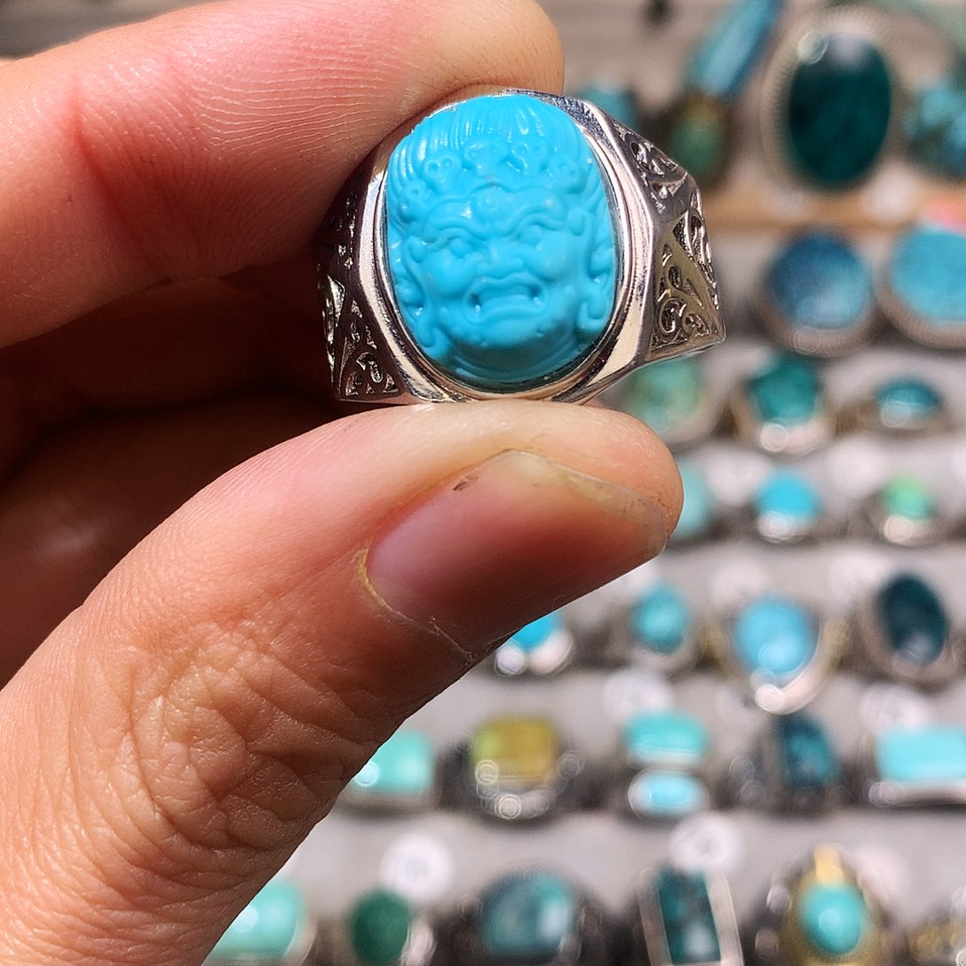 绿松石挂件银S925镶嵌