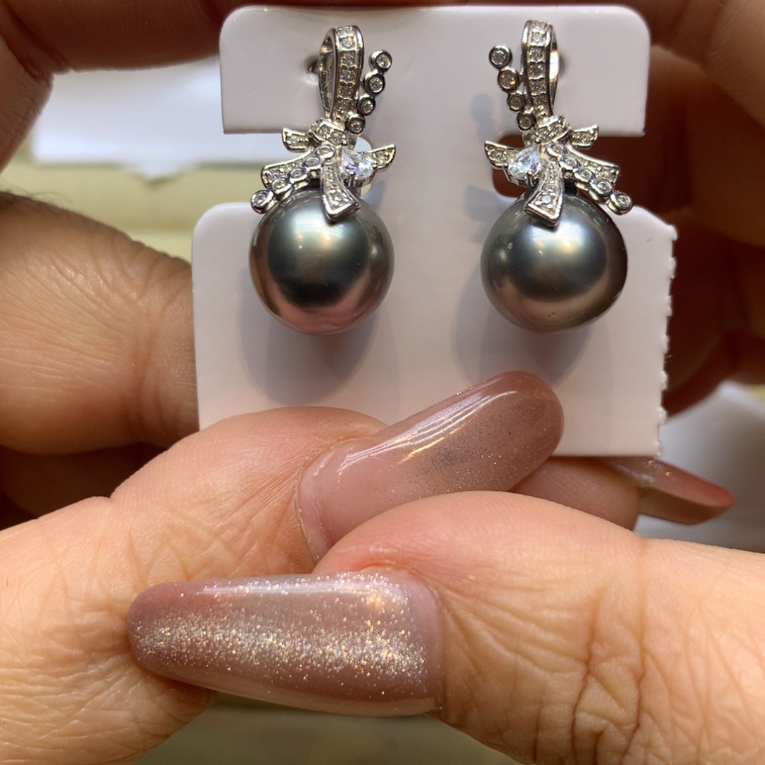 银S925镶嵌耳饰海水珍珠