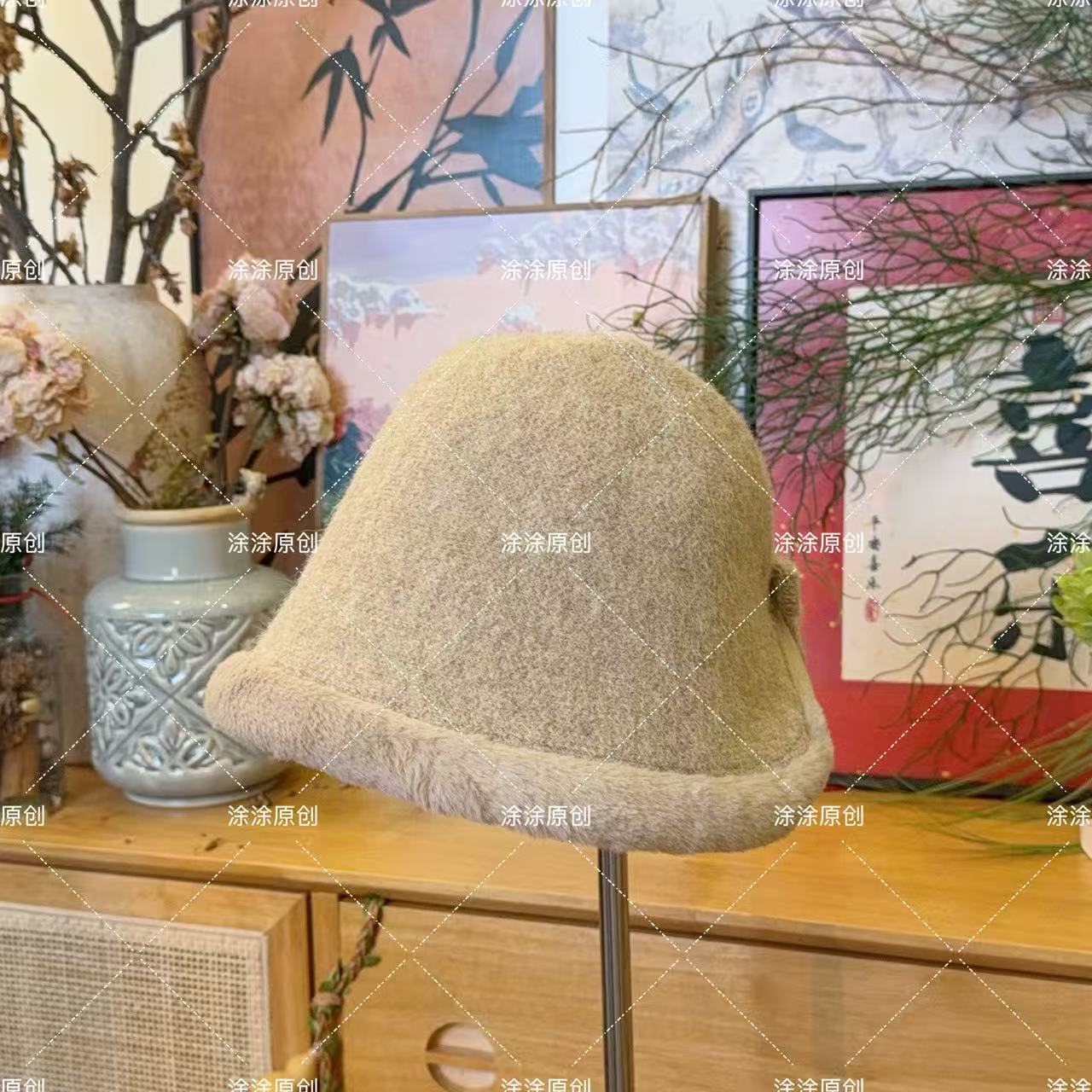 涂涂国风【冬款毛绒帽】原创设计蝴蝶结毛绒氛围感帽子