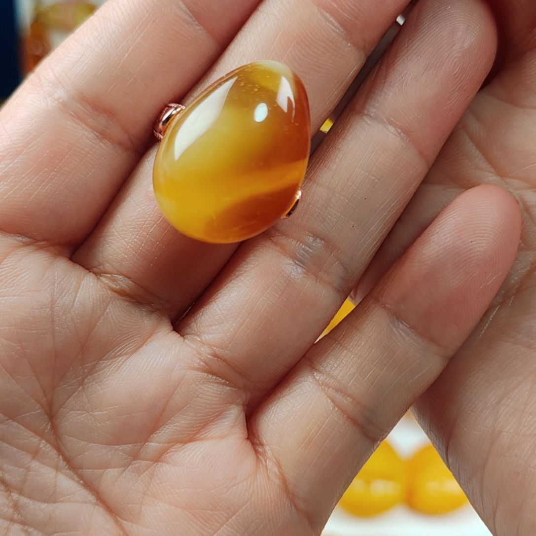 蜜蜡银S925镀金镶嵌戒指