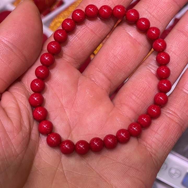 天然辰砂红晶砂6毫米30颗送一颗