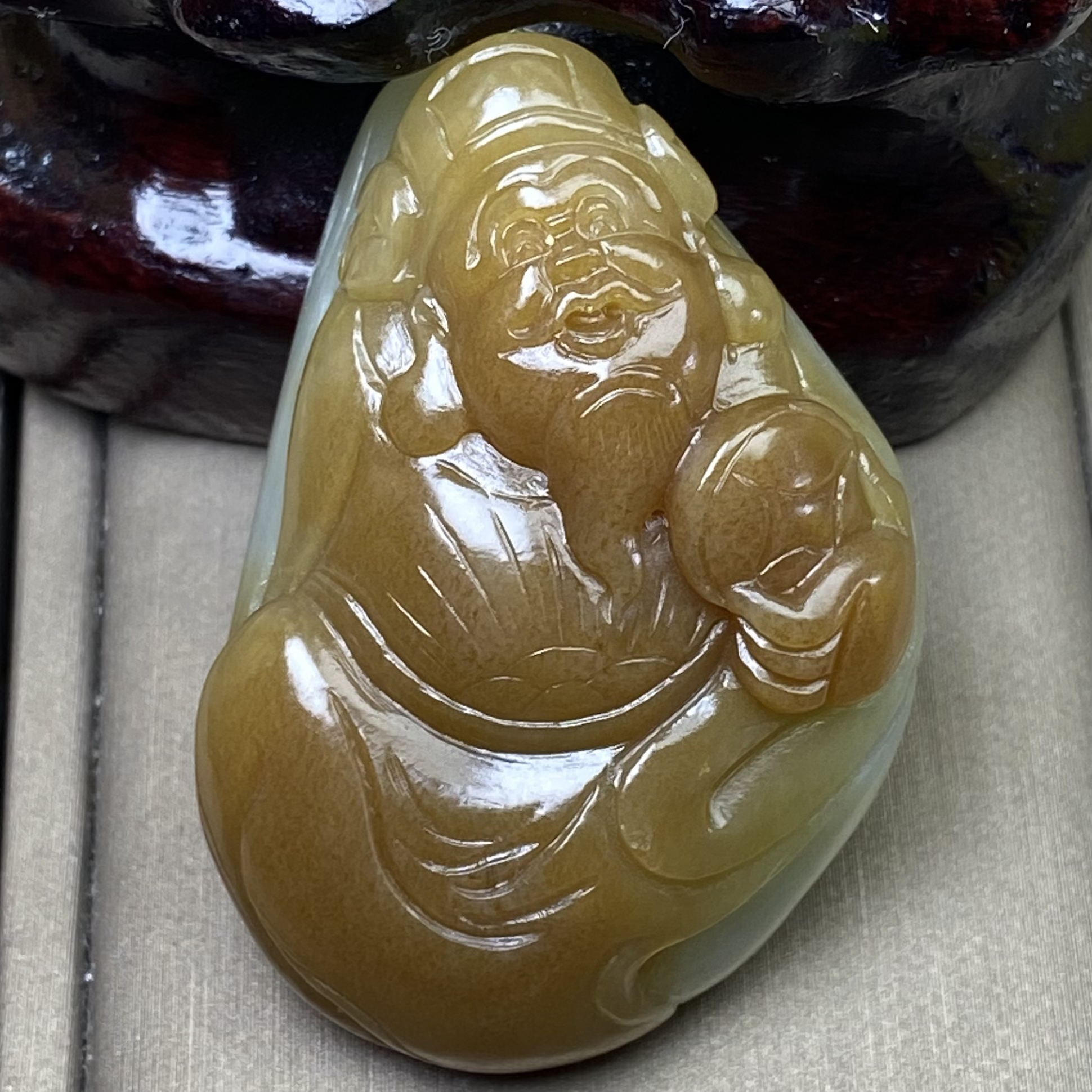 天然和田玉且末糖白财神挂件吊坠油润一物一证