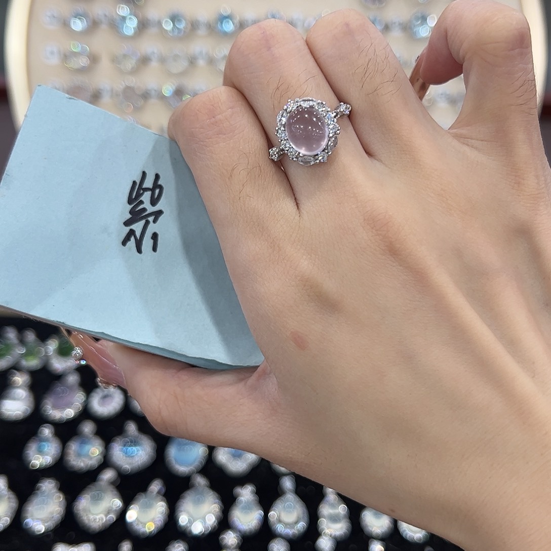 S****蛇纹石玉银S925镶嵌戒指