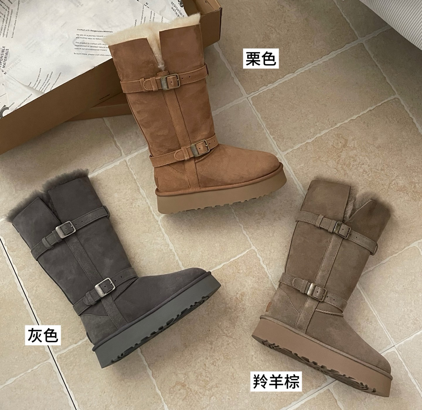 桑坡厚底大骑士雪地靴女2025新款羊皮毛一体高筒保暖防滑东北棉鞋