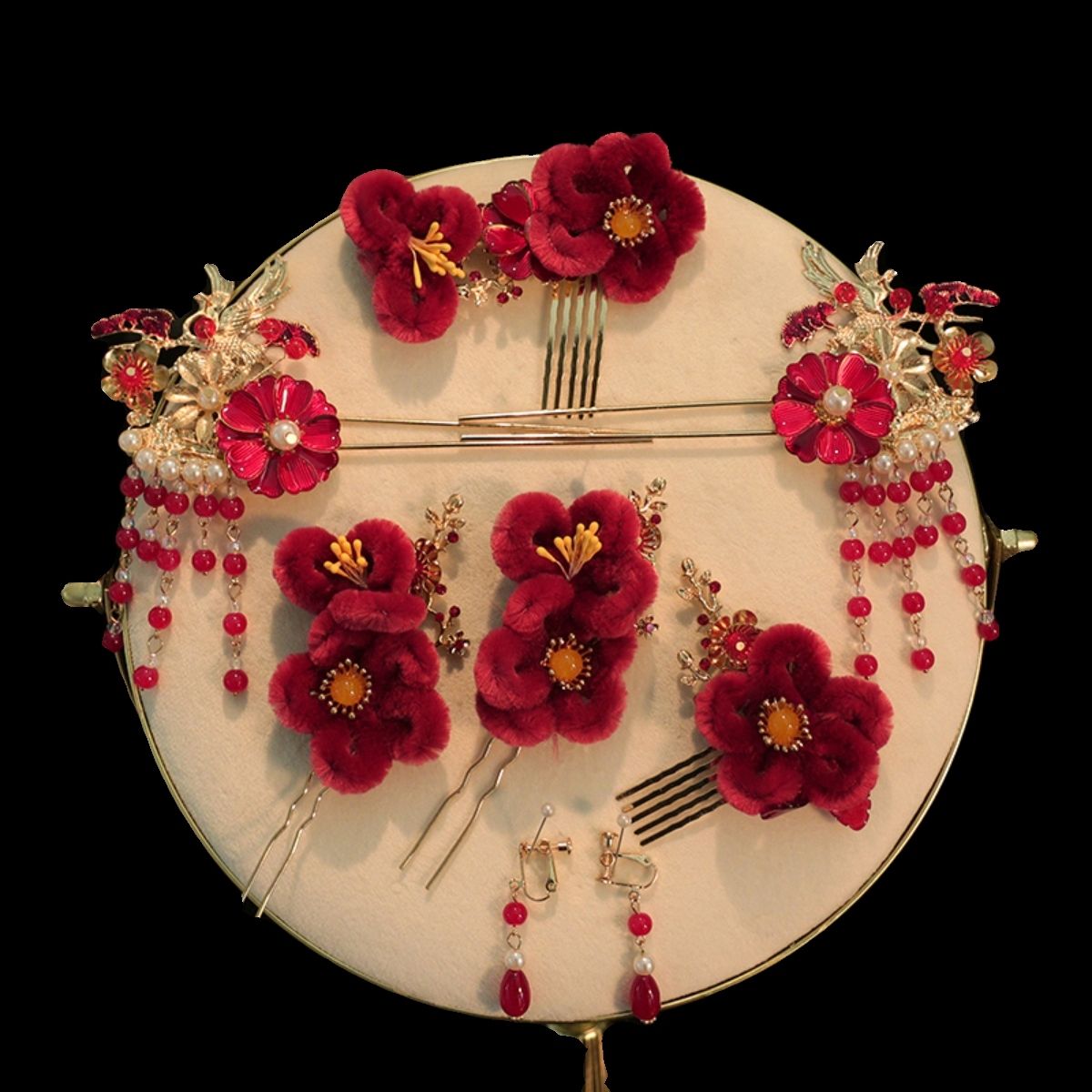 G832秀禾头饰新娘头饰结婚礼新娘简单步摇简约古风凤冠霞喜庆簪子