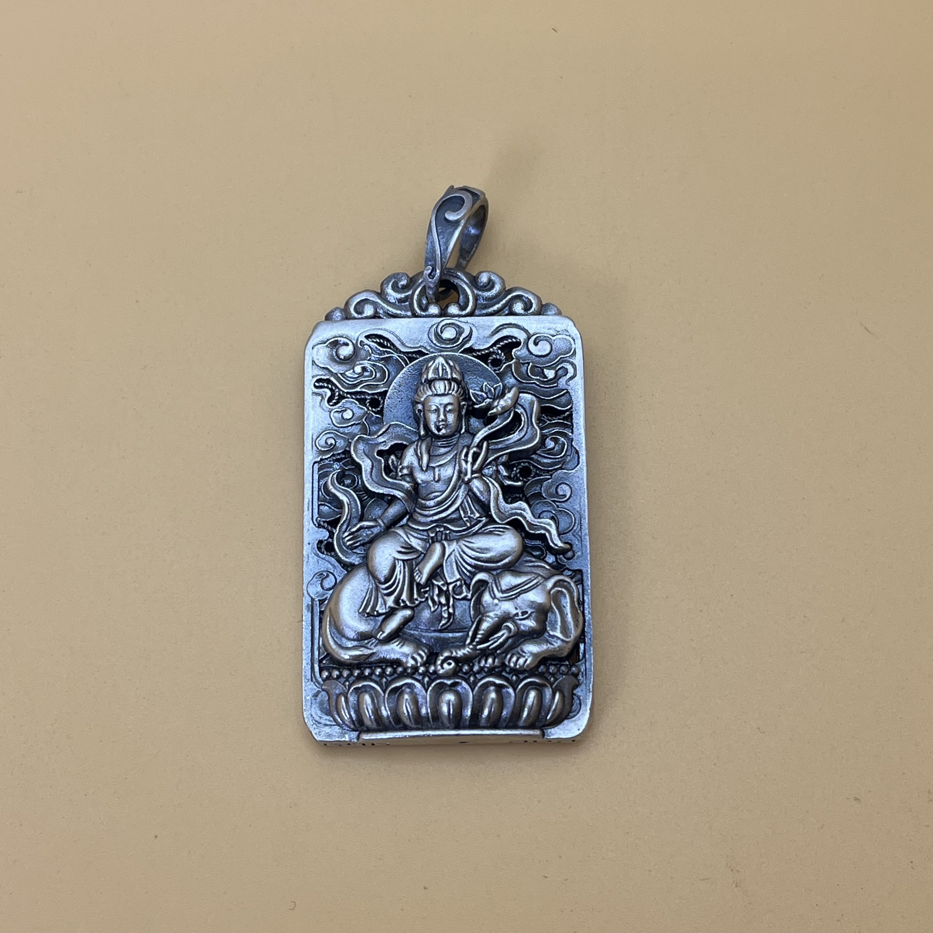 吊坠足银 足银999普贤吊坠 复古亮面古法工艺 25克