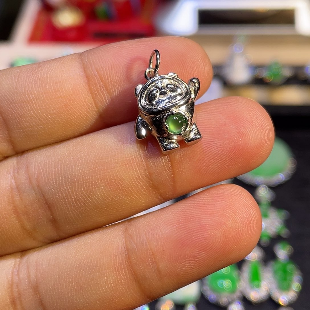 翡翠银S925镶嵌吊坠(不含链)