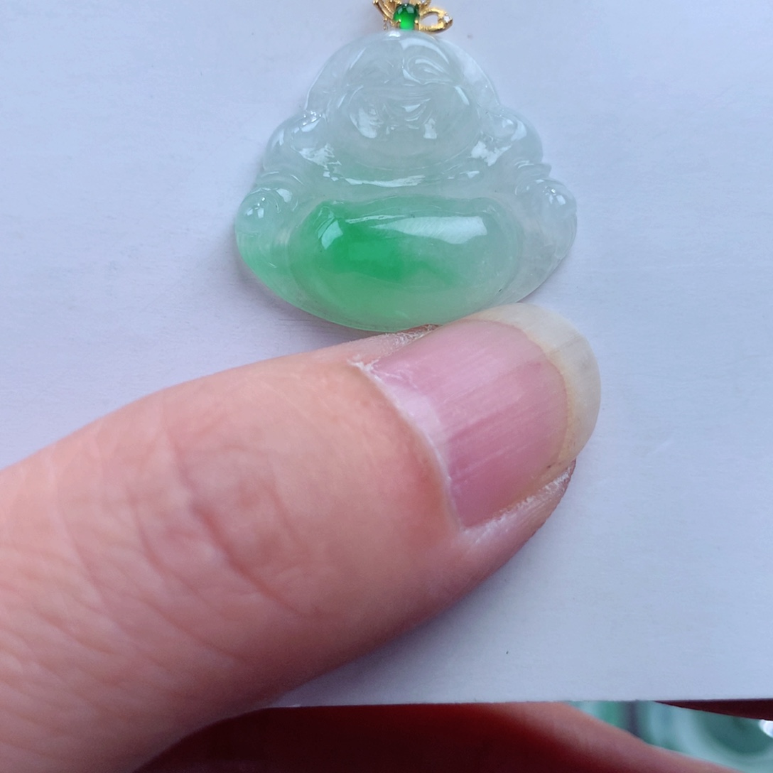 翡翠吊坠(不含链)18K金镶嵌