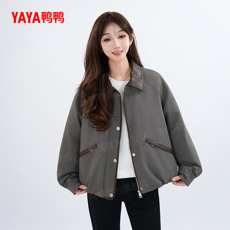 YAYA/鸭鸭羽绒服翻领宽松型美式休闲风活力时尚工装DT5080101A6