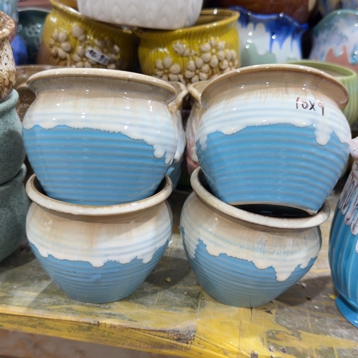 凑9块包邮，有孔，陶瓷花盆