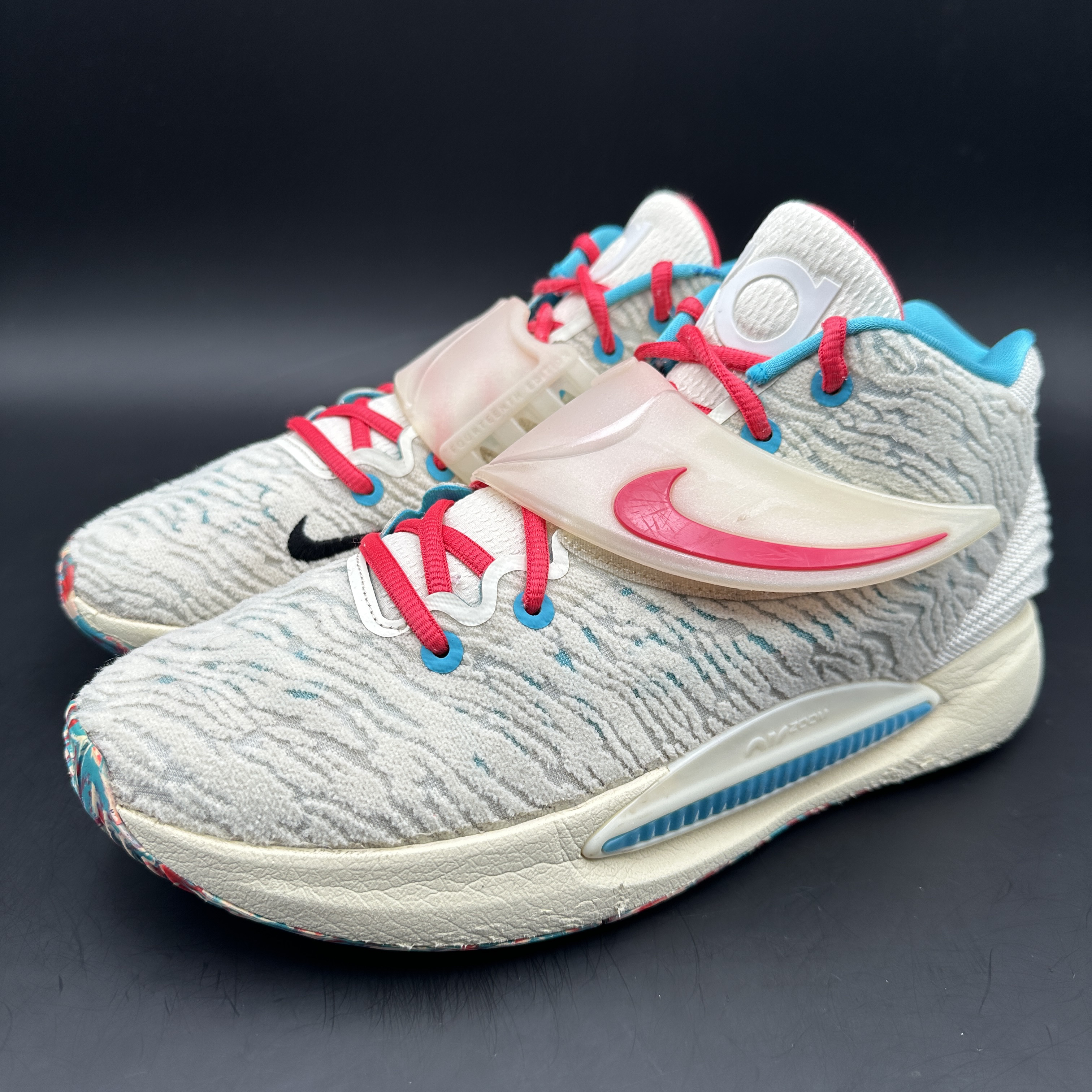 （43码）Nike KD14篮球鞋/白蓝红拼色/二手正品/CZ0170-700