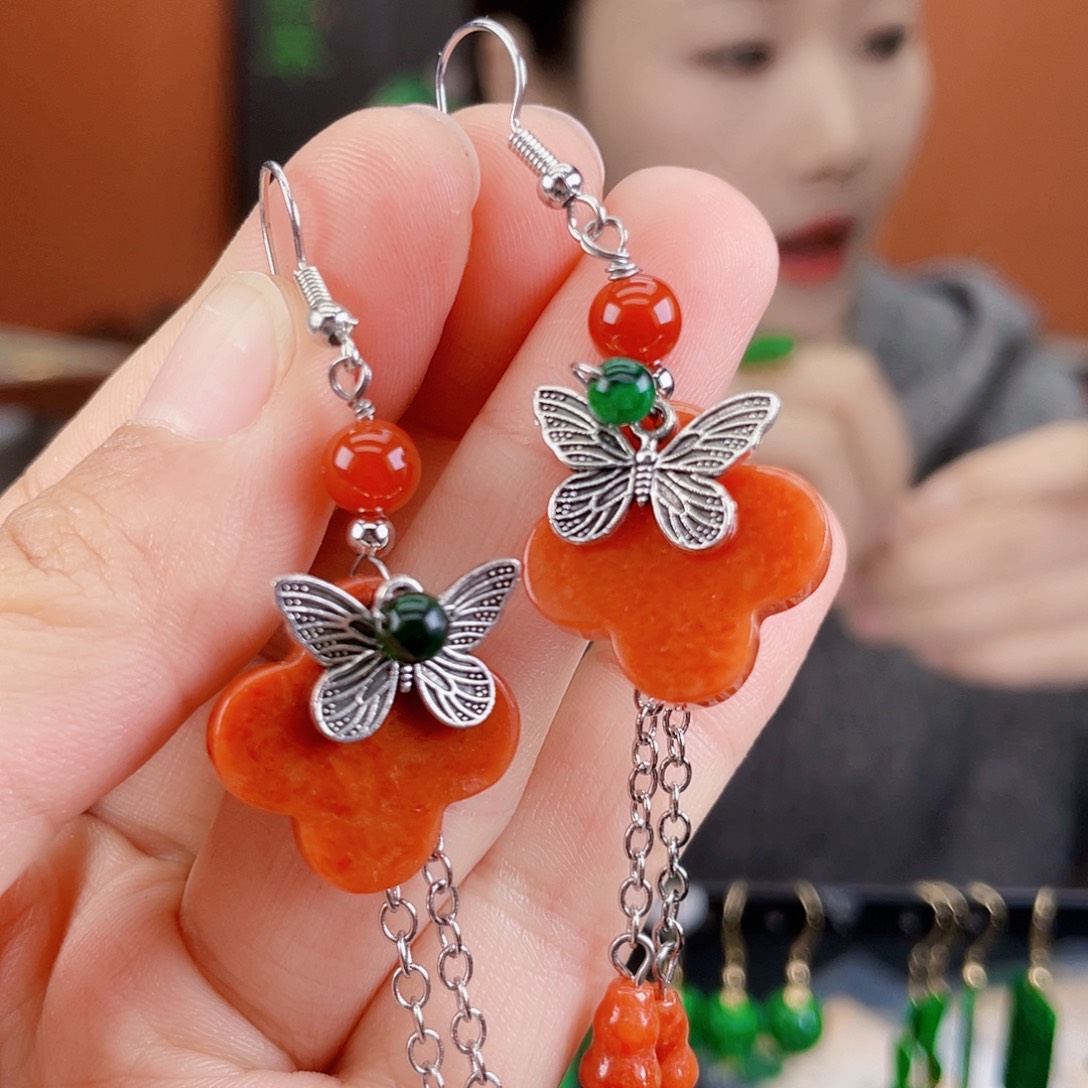 翡翠未镶嵌耳饰饰品