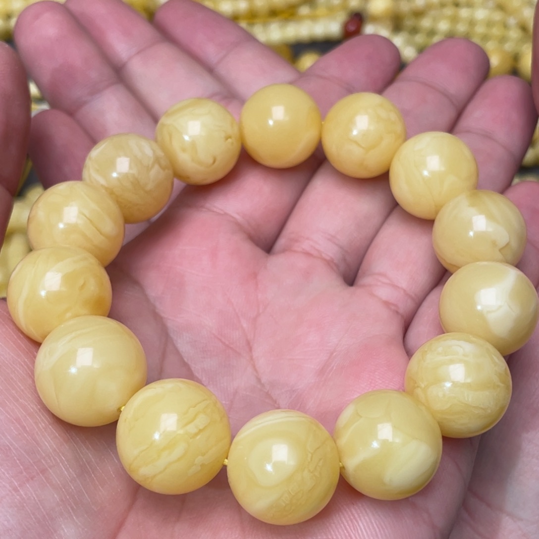 蜜蜡裸石未镶嵌蜜蜡手串16.8mm