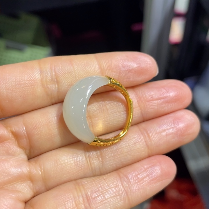 和田玉银S925镶嵌戒指