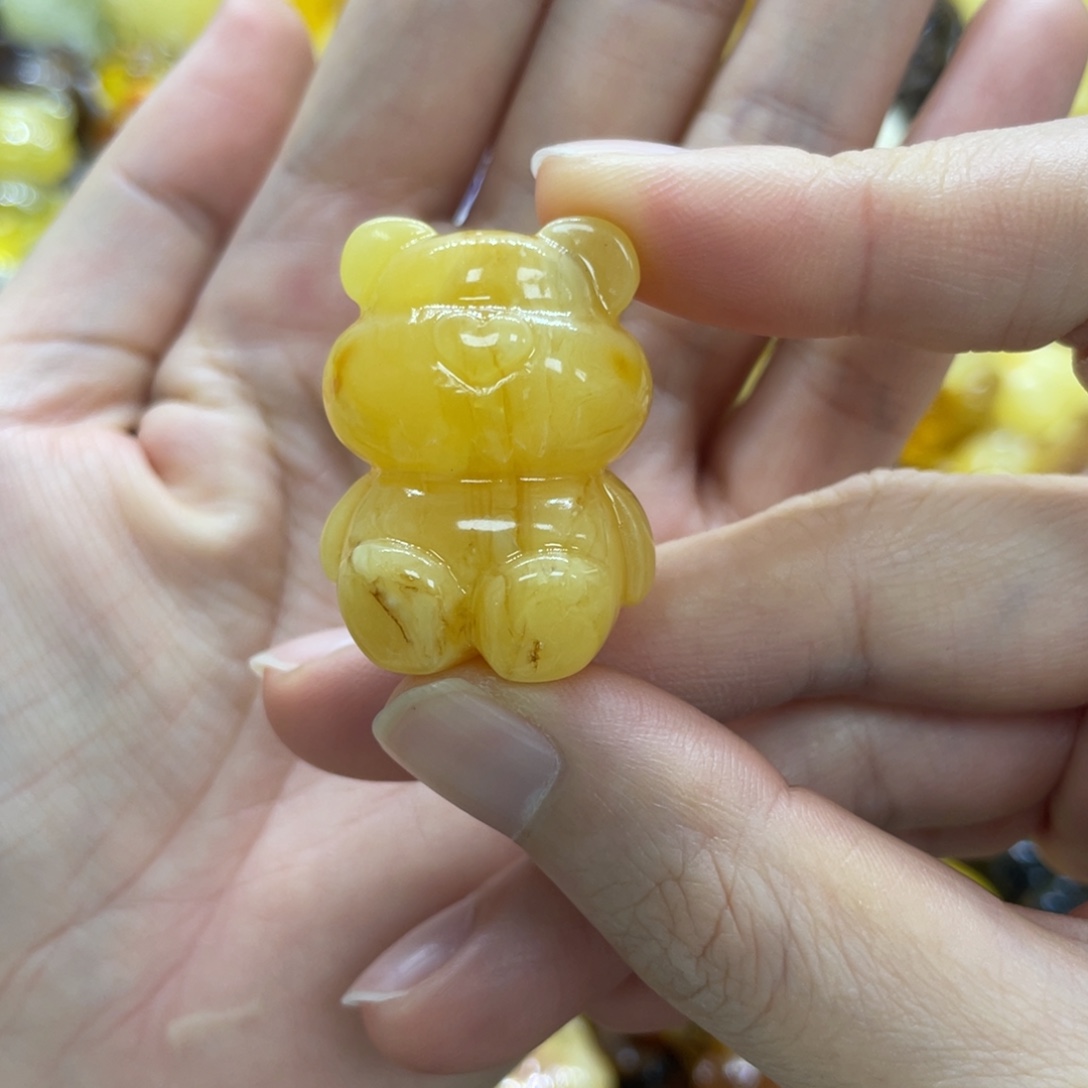 琥珀未镶嵌裸石天然琥珀蜜蜡熊