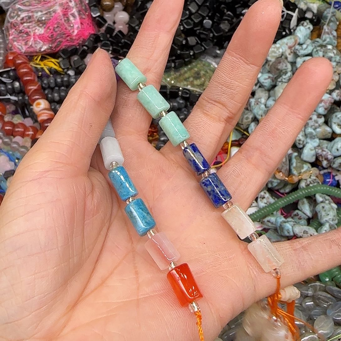 玛瑙/玉髓合金珠宝半成品多宝桶珠半条6mm