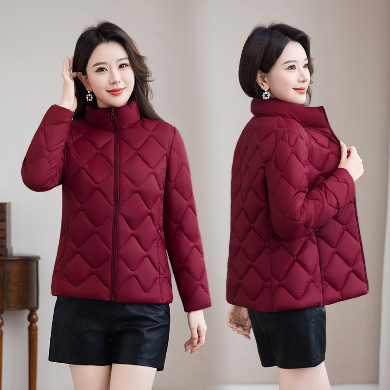 棉服女款2025新款韩版修身显瘦棉衣中年妈妈秋冬外套时尚短款棉袄