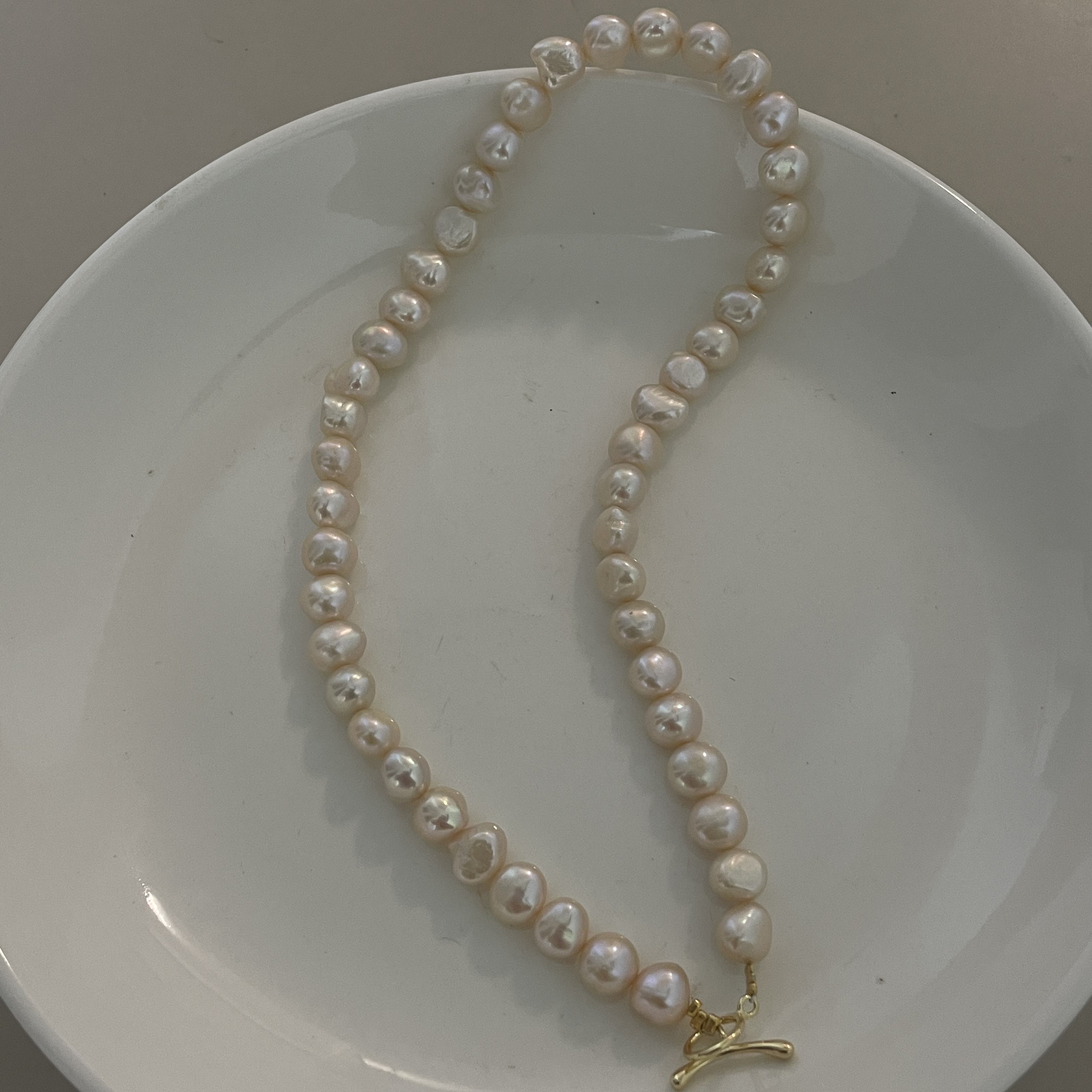 OT扣曼塔玫瑰粉珍珠项链6A极光天然珍珠9-10mm大点位气质提起色女