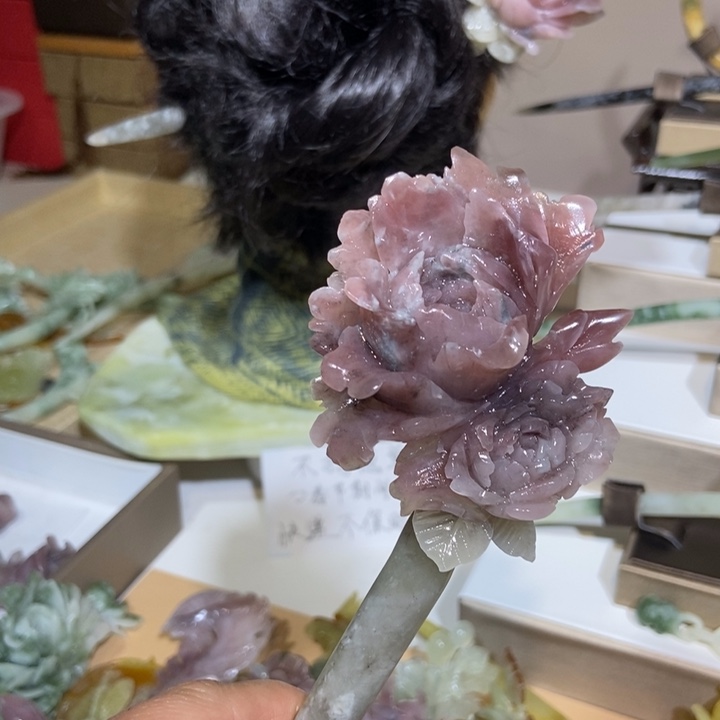 蛇纹石玉发饰未镶嵌嘟*