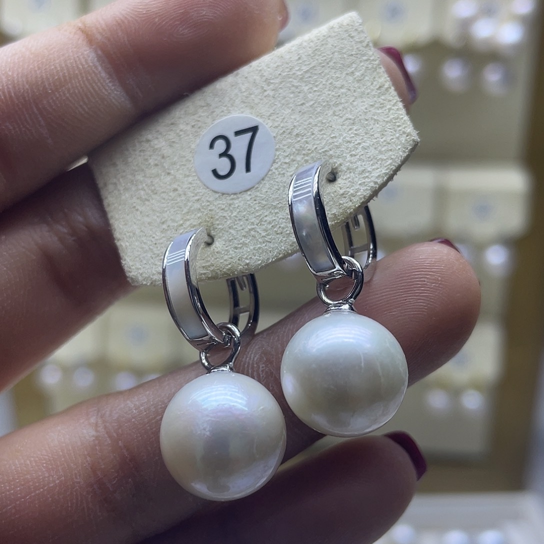 淡水珍珠耳饰银S925镶嵌