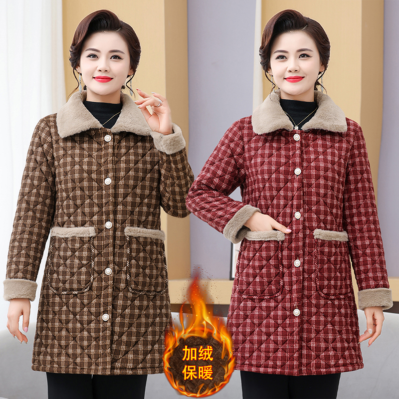 厚款中老年女装妈妈冬季外套保暖大码棉袄女装妈妈装